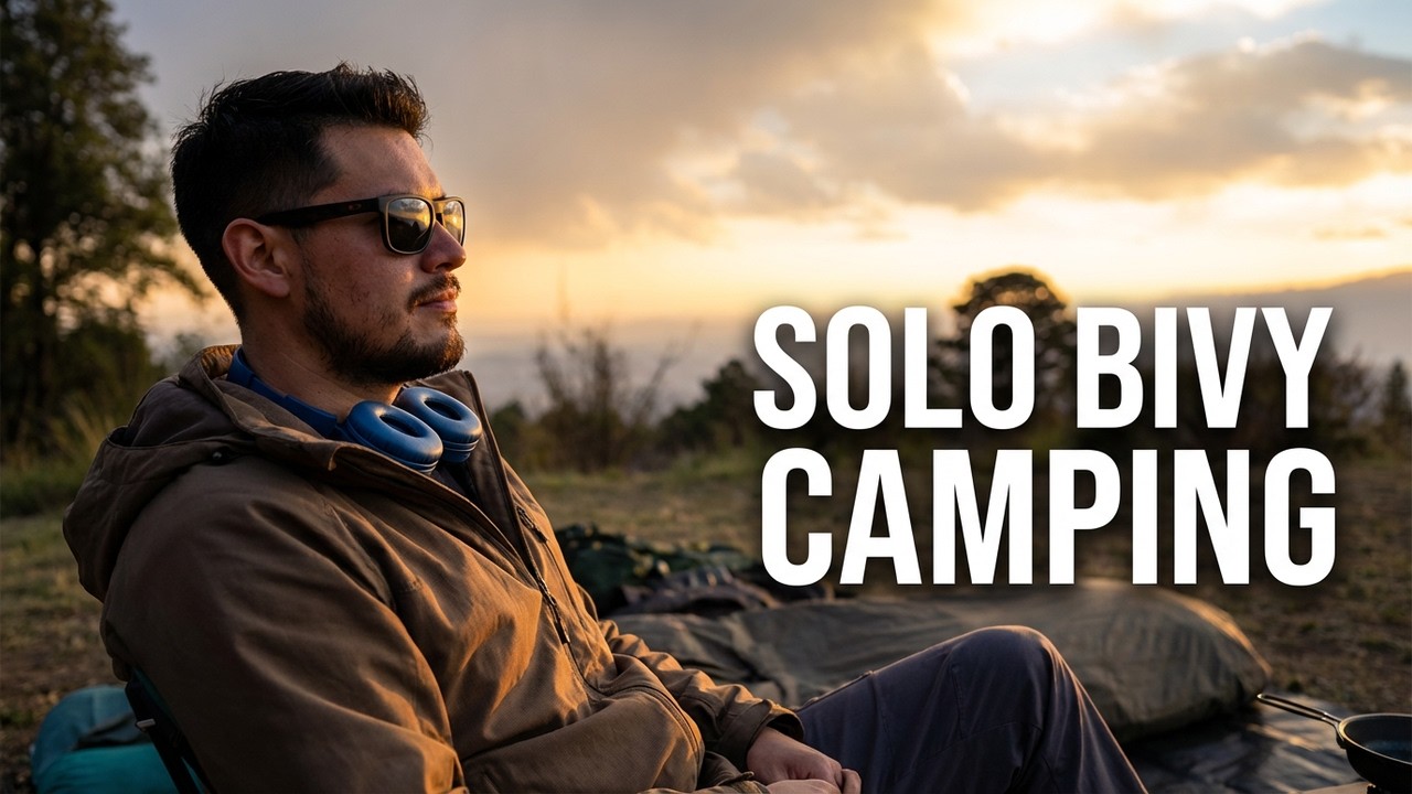 Diego en vivac solitario bajo cielo estrellado, experiencia Biby Reloaded en bosque