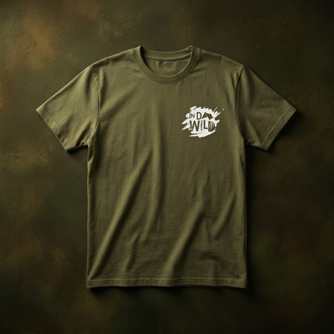 Playera Domina — tee verde olive con logo INDAWILD
